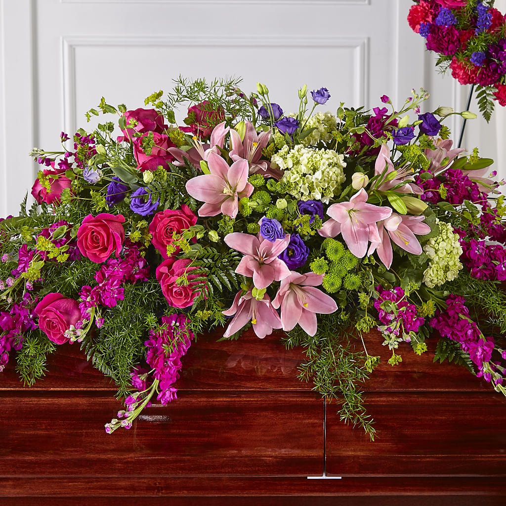 Radiant Tribute Casket Spray – FLEUR & CO, Spartanburg SC