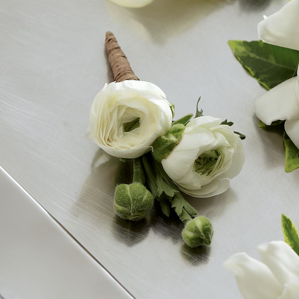 White Ranunculus Boutonniere – FLEUR & CO, Spartanburg SC