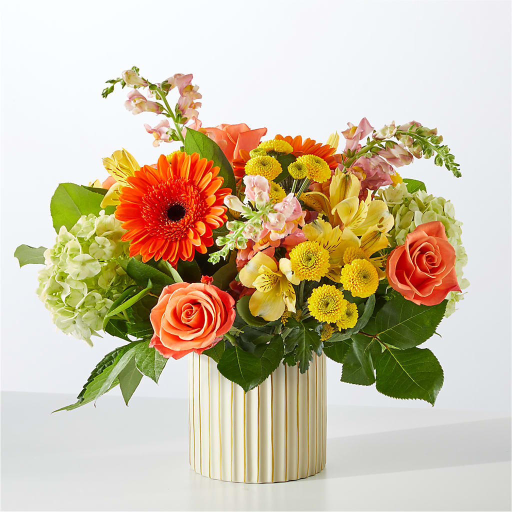 Autumn Sunshine Bouquet with Ivory Vase – FLEUR & CO, Spartanburg SC